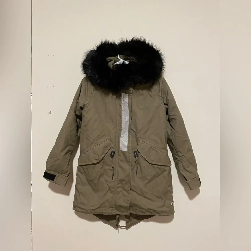 Converse Khaki Shield Storm Parka With Faux Fur Lined Hood - Picture 7 of 16
